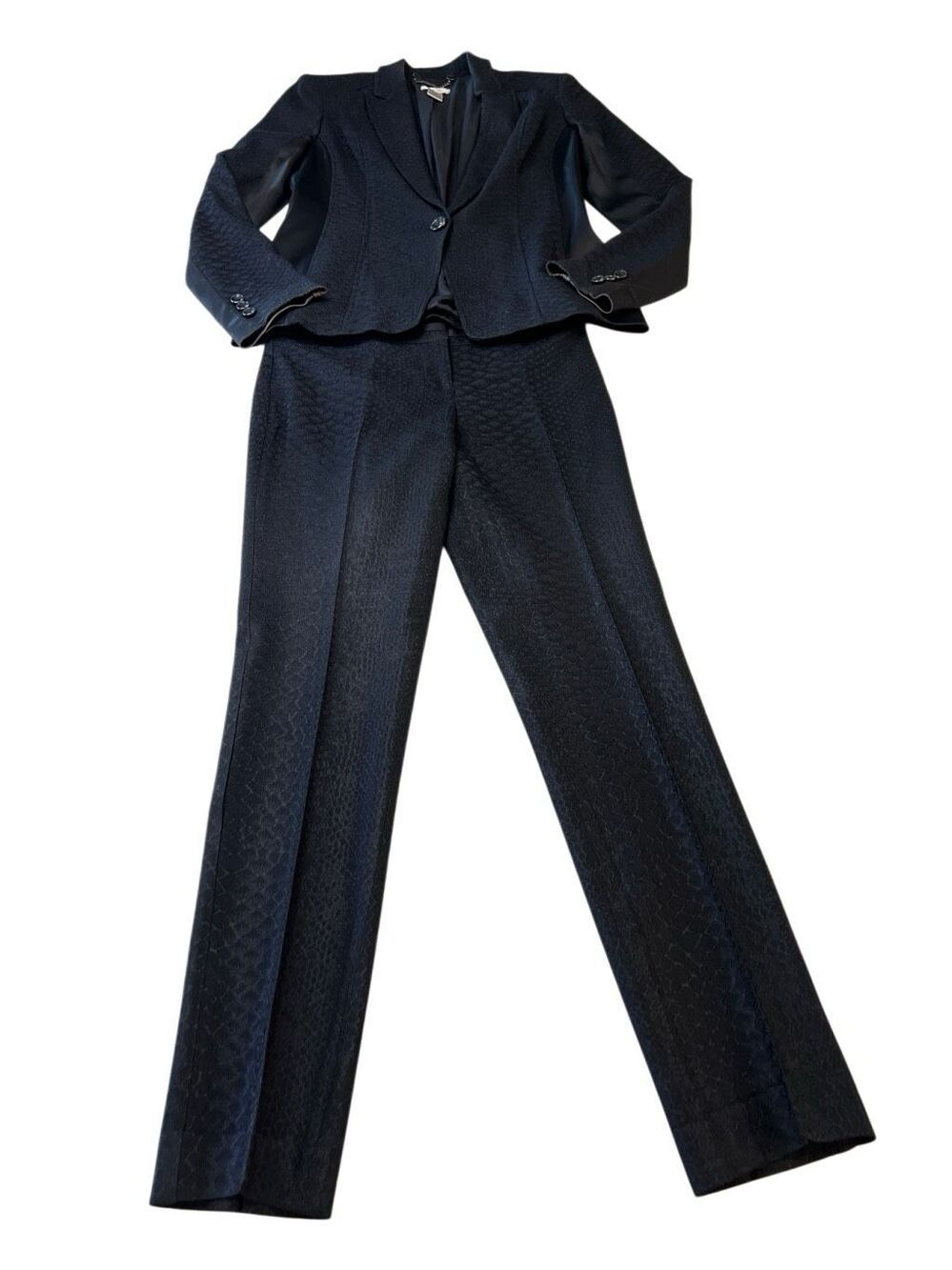 Cache Women's Textured One Button Blazer and Pants Suit Set 2 Piece Black Size 2